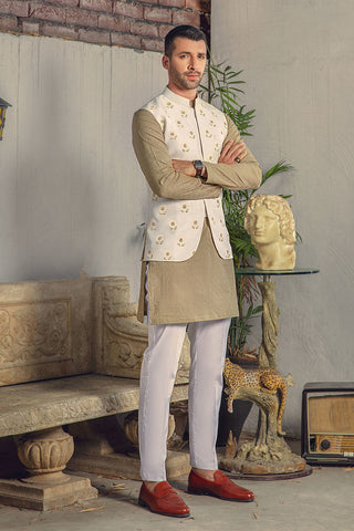 BEIGE GREEN KURTA