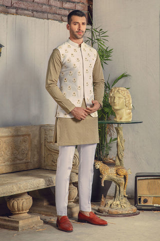 BEIGE GREEN KURTA