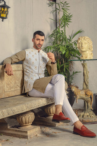 BEIGE GREEN KURTA