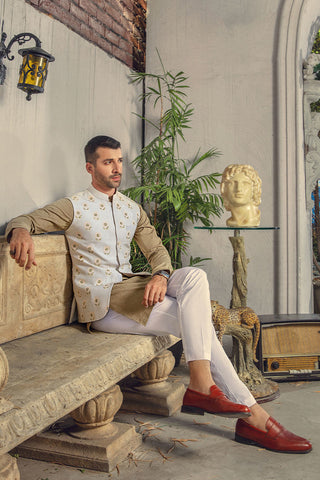 BEIGE GREEN KURTA