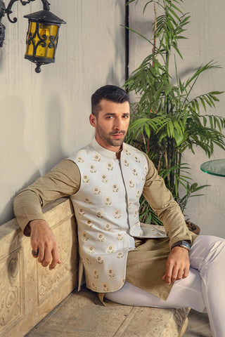 BEIGE GREEN KURTA